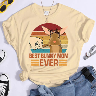 Best Bunny Mom Ever Kawaii Print Women T Shirt Girl