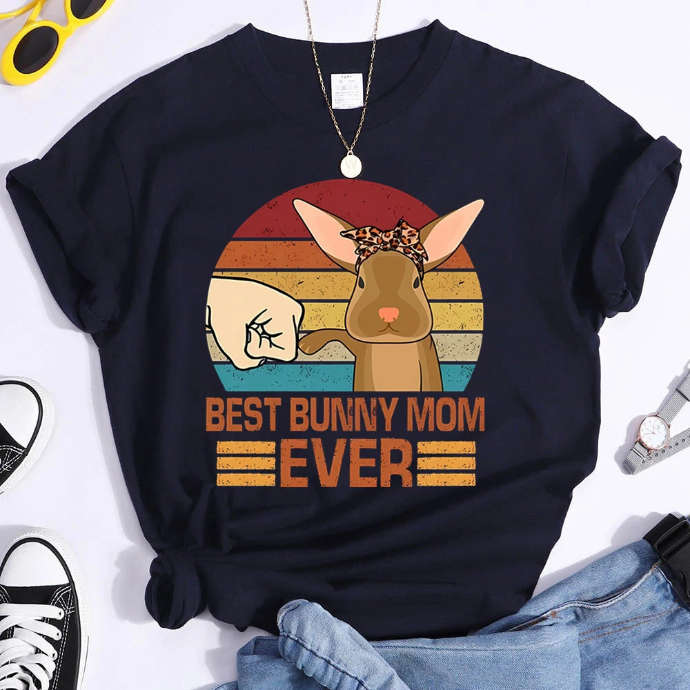 Best Bunny Mom Ever Kawaii Print Women T Shirt Girl